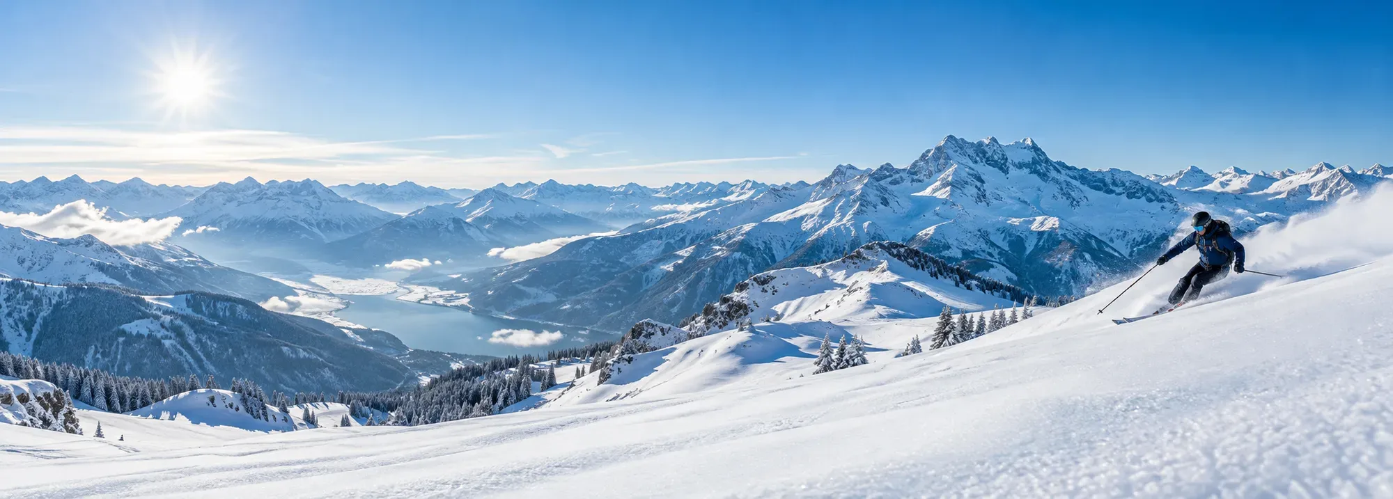 Mountain landscape with snow-covered peaks